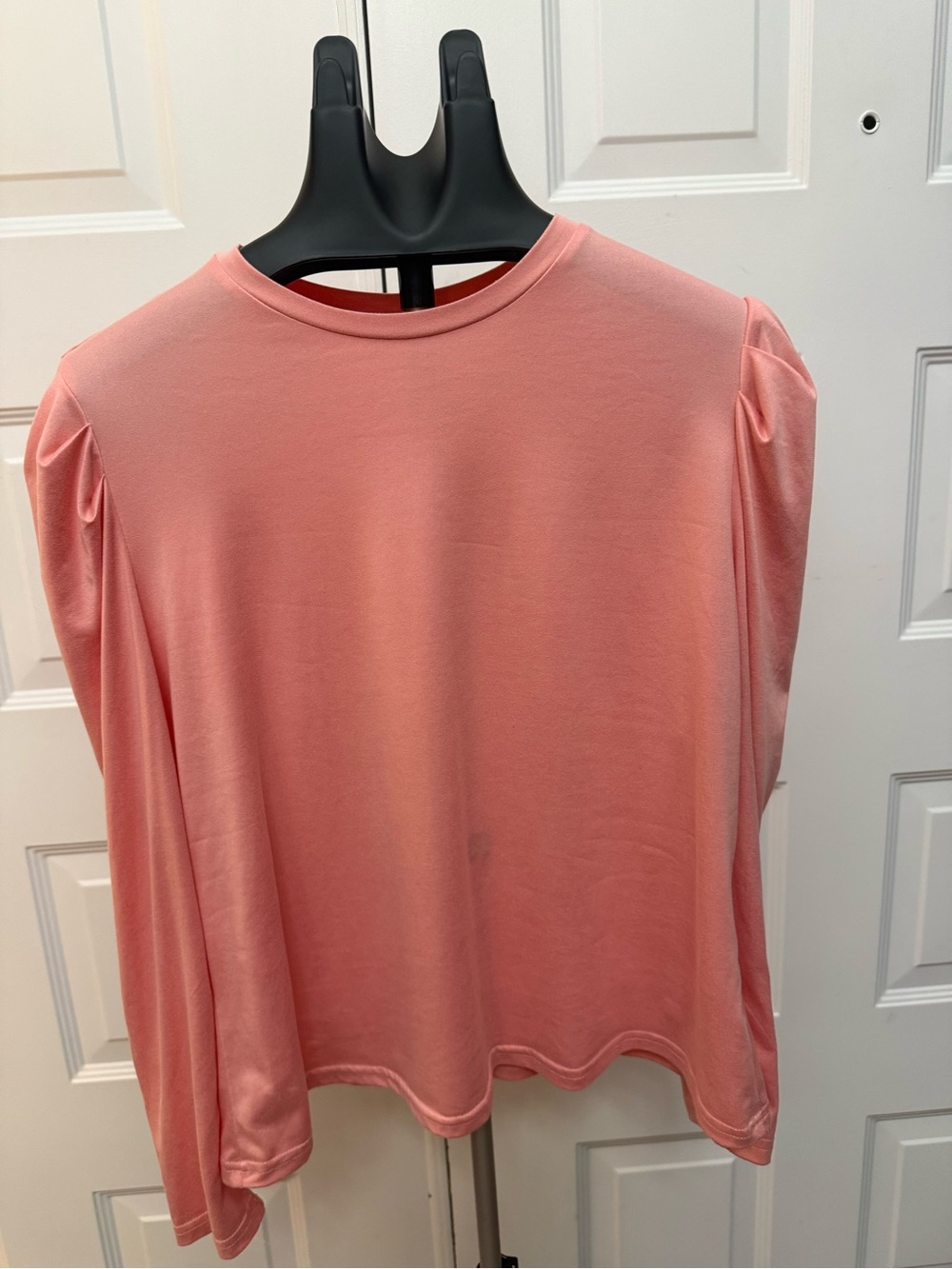 SHEIN Coral Pink Puff-Sleeve Crewneck Top - Picture 1 of 4